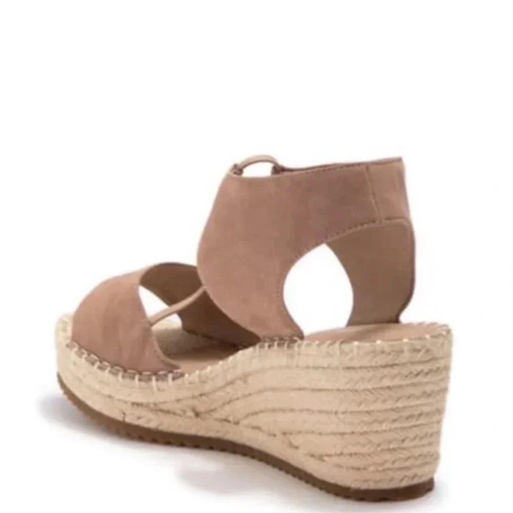 Eileen Fisher Agnes Leather Espadrille Wedge Sandals size 7